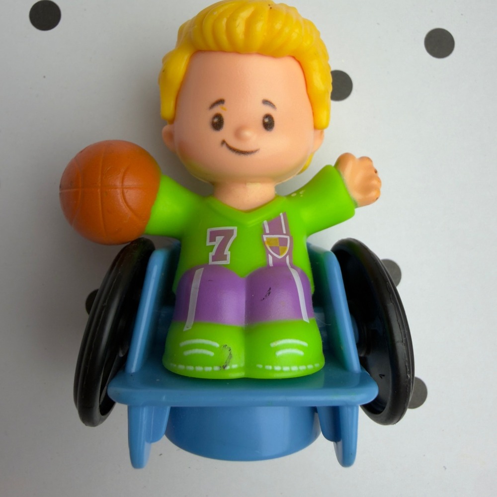 Fisher-Price Little People Basketball Player Wheelchair Boy Figure GLT75 Green 7